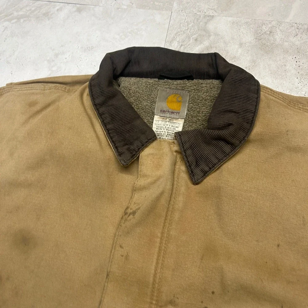 Carhartt J184 CML Arctic Sandstone Duck Jacket Brown Mens Large Distressed Work